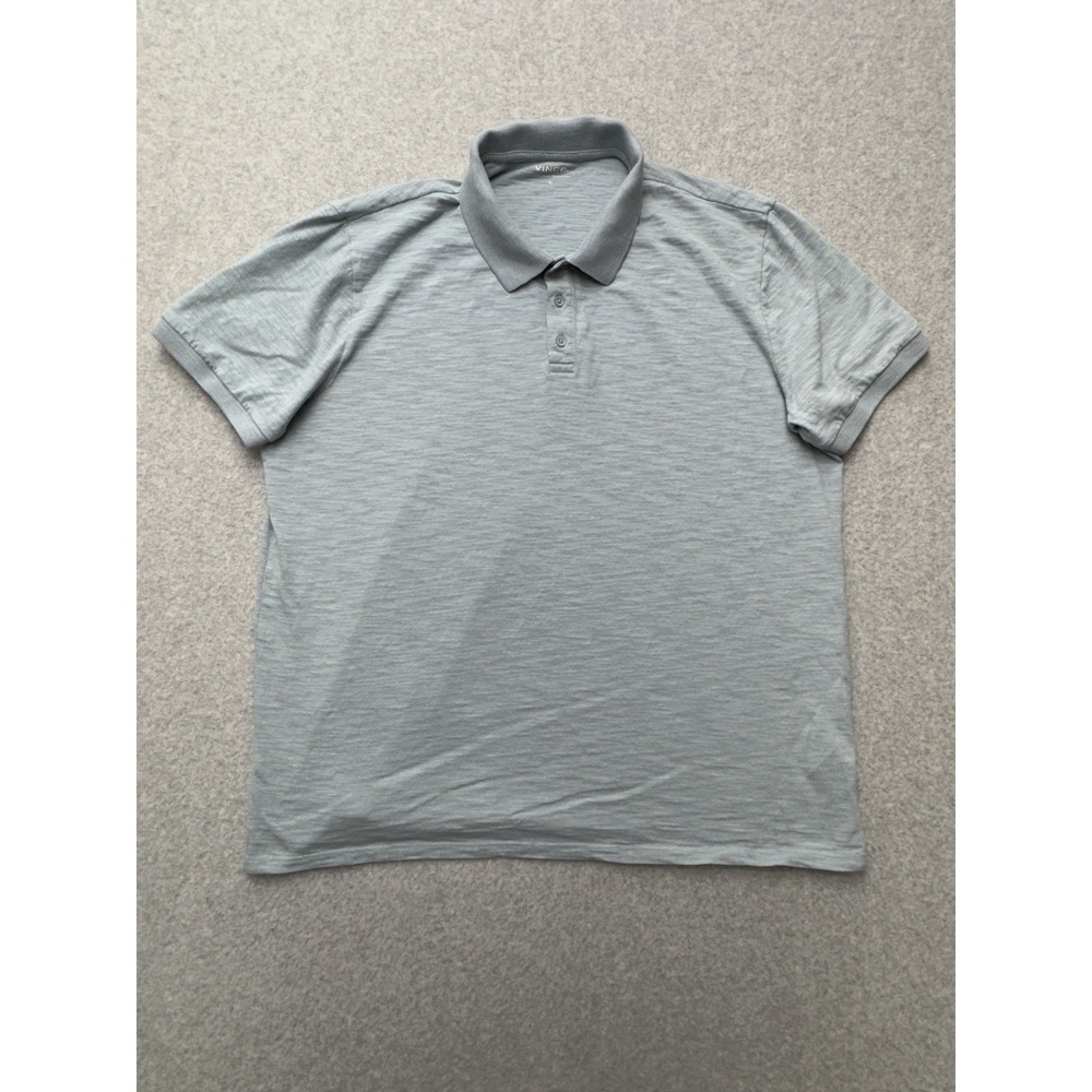 Vince Polo Shirt Mens XL Gray Slub Jersey 100% Cotton Peru Short Sleeve